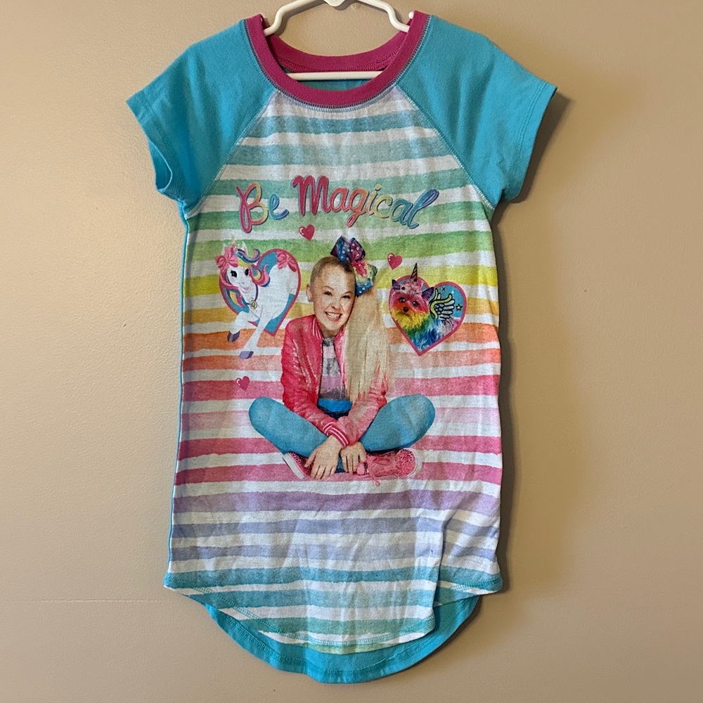 Jojo Siwa Girls' 'Be Magical' Rainbow Stripe Short Sleeve nightgown